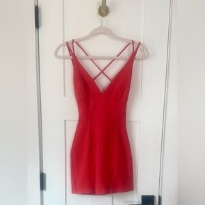 Lulu’s Red Strappy Bodycon Dress | Crisscross Back | Women’s XS
